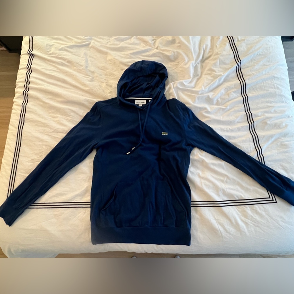 Lacoste tshirt hoodie blue small